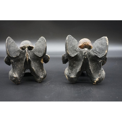 1634 - A very unusual pair of 19th century carved and painted vertebrae, probably equine. ... 