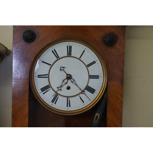 1807 - A late 19th/early 20th century walnut Vienna style wall clock, with enamel dial and weight driv... 