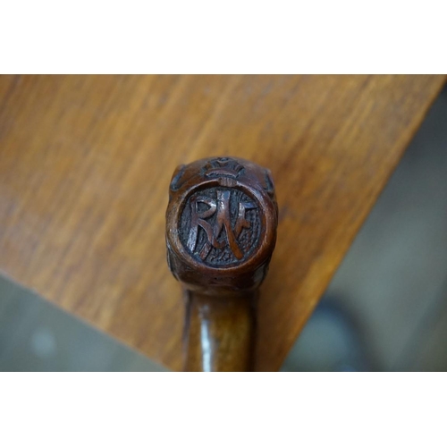 1902 - A carved walnut novelty RAF cane.