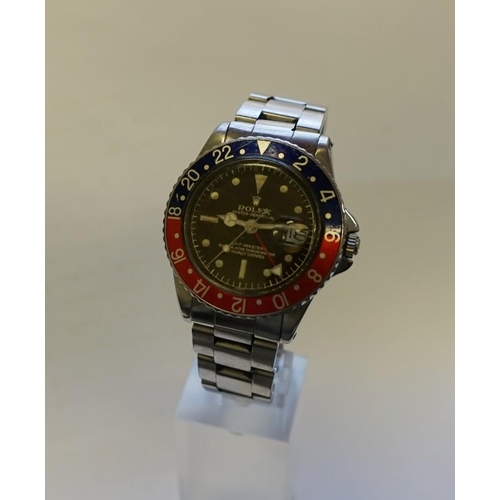 15 - A 1960 Rolex 1675 'Tropical' GMT Master wristwatch, cal 1560, with 'Pepsi' bezel, 78360 Oyster brace... 