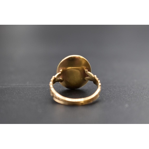 85 - An interesting antique yellow metal and carnelian intaglio ring, the intaglio possibly Roman, finely... 