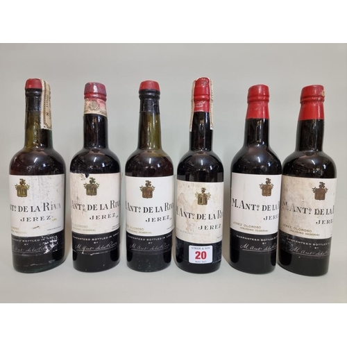 20 - Six half bottles of Oloroso Viejisimo Sherry, Antonio de la Riva, 1940s bottling. (6)... 