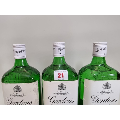 21 - Three 75cl bottles of Gordon's gin, 1980s bottlings. (3)