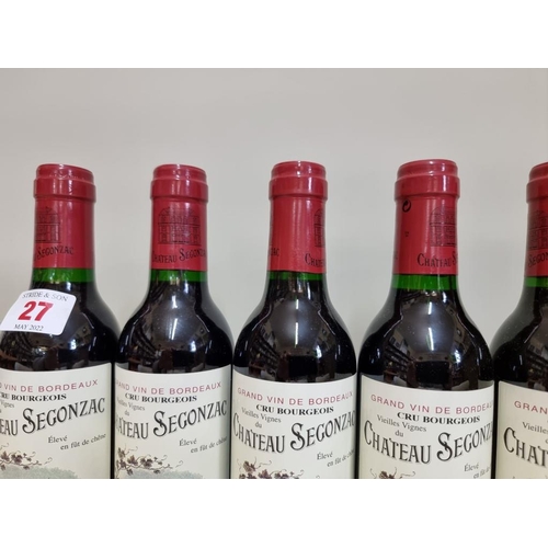 27 - Six 37.5cl bottles of Chateau Segonzac Vielles Vignes, 1995, Cotes de Blaye. (6)... 