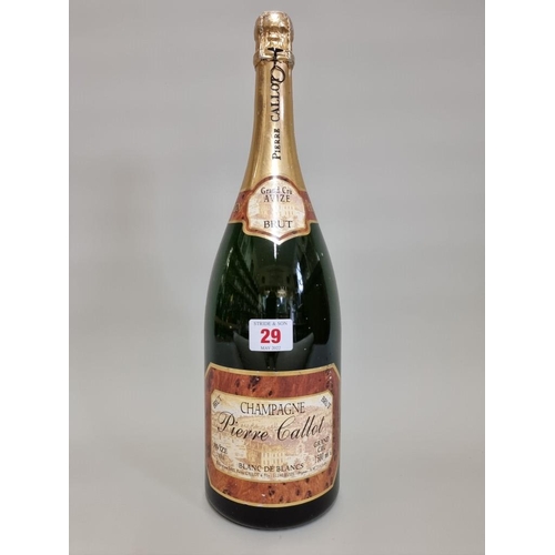 29 - A 150cl magnum bottle of Pierre Callot 'blanc de blanc' NV champagne.