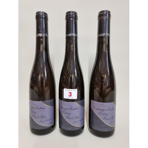 3 - Three 37.5cl bottles of Tokay Pinot Gris Vendanges Tardives, 1989, Jean Schaetzel. (3)... 