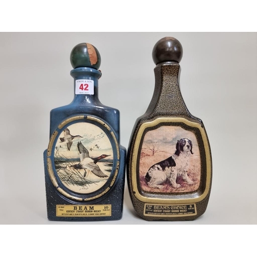 42 - Two old 75cl decanters of Beam's 'Choice' bourbon, 1970s bottlings. (2)