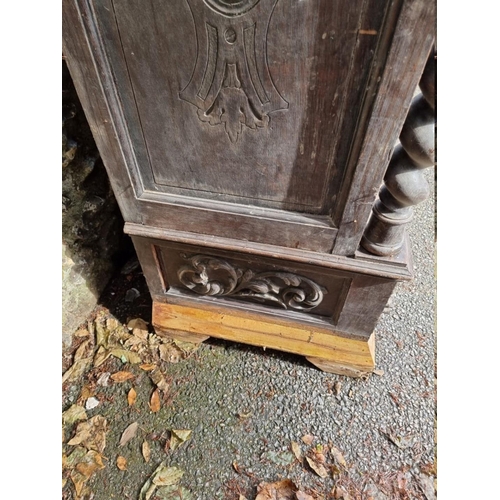 1024 - An antique continental oak two door cupboard, having a pair of glazed doors, 230cm high x 111.5cm wi... 