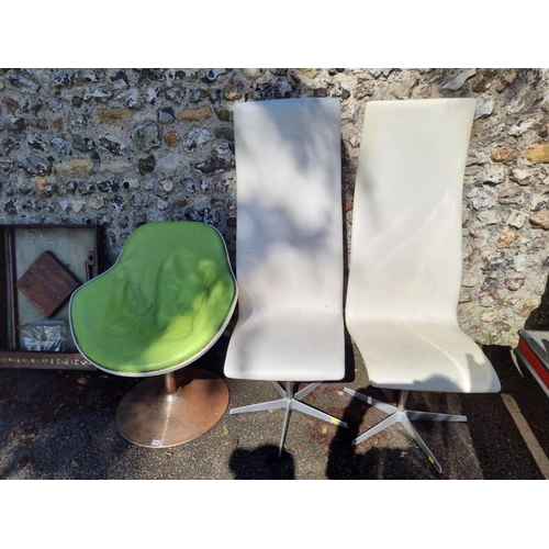 1025 - A vintage designer chair; together with a pair of highback designer chairs. ... 