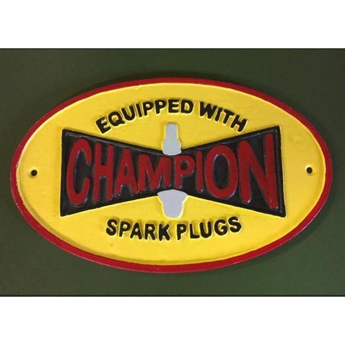 114 - Reproduction metal Champion Spark Plug sign (140)...