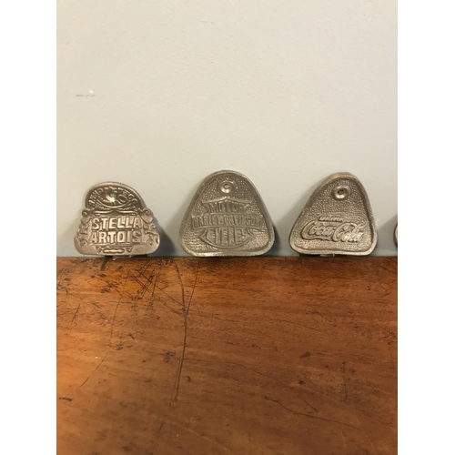 374 - 6 x Metal bar bottle openers inc Guinness, Coca-Cola etc (56)...