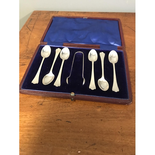 416 - Silver hallmarked spoons and tongs...