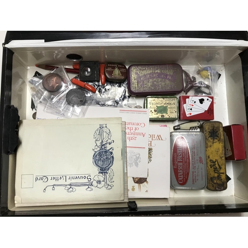 531 - Display box with qty of misc interesting items inc coins...