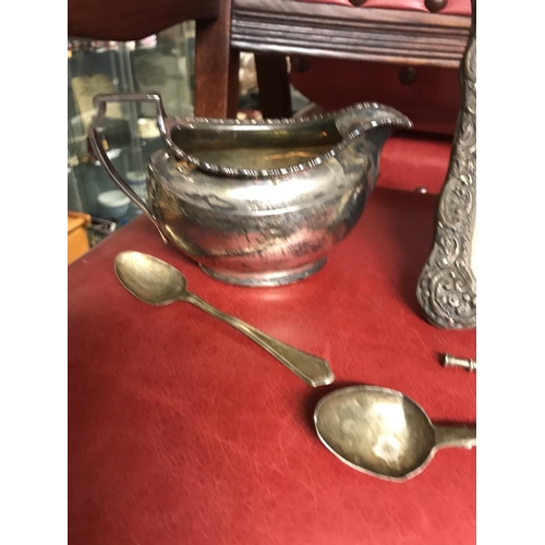 114 - Qty of assorted silver items inc silver jug - 1 x Spoon with markings unsure ?...