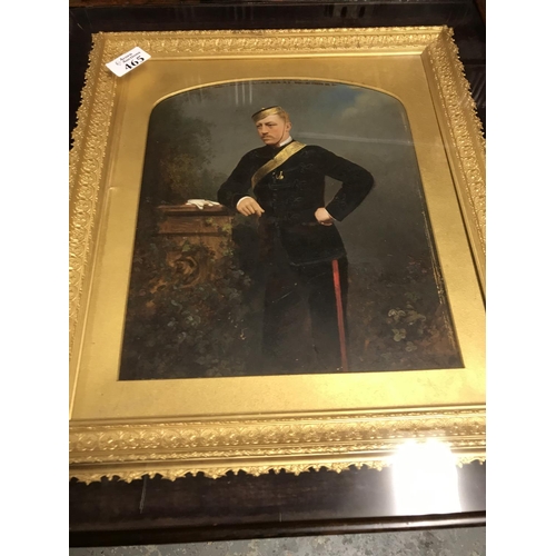 465 - Beautiful early military picture in stunning frame and encompassed in another wooden frame...