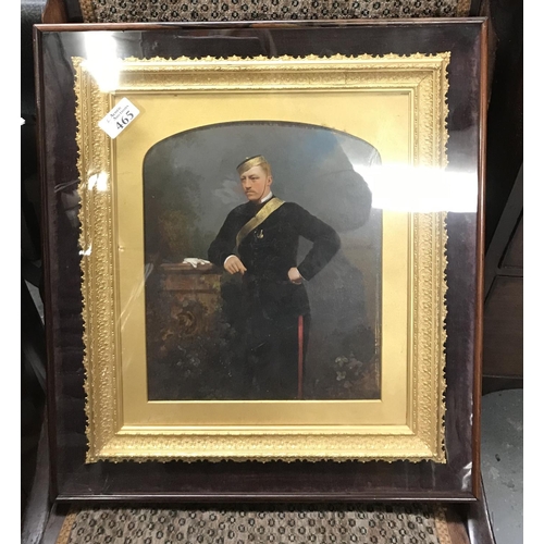 465 - Beautiful early military picture in stunning frame and encompassed in another wooden frame...