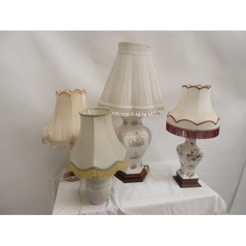 17 - Four modern china lamps and shades. (4)