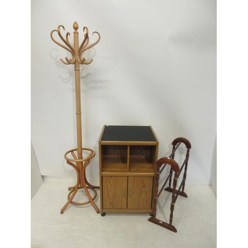 3 - Coat stand, towel rail and a serving cabinet. (3)