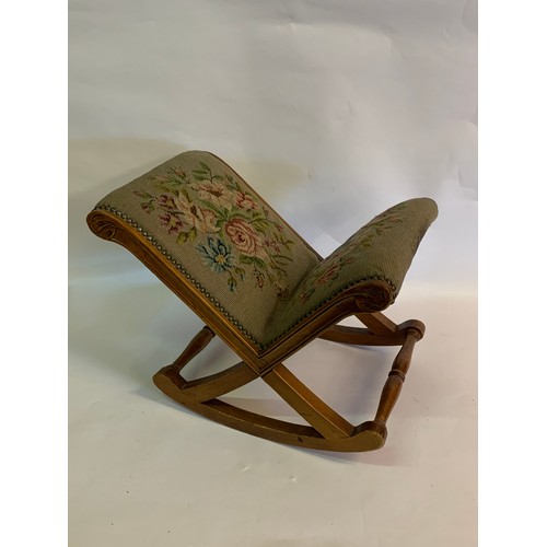 51 - Antique Needlepoint Upholstered Gout Stool.