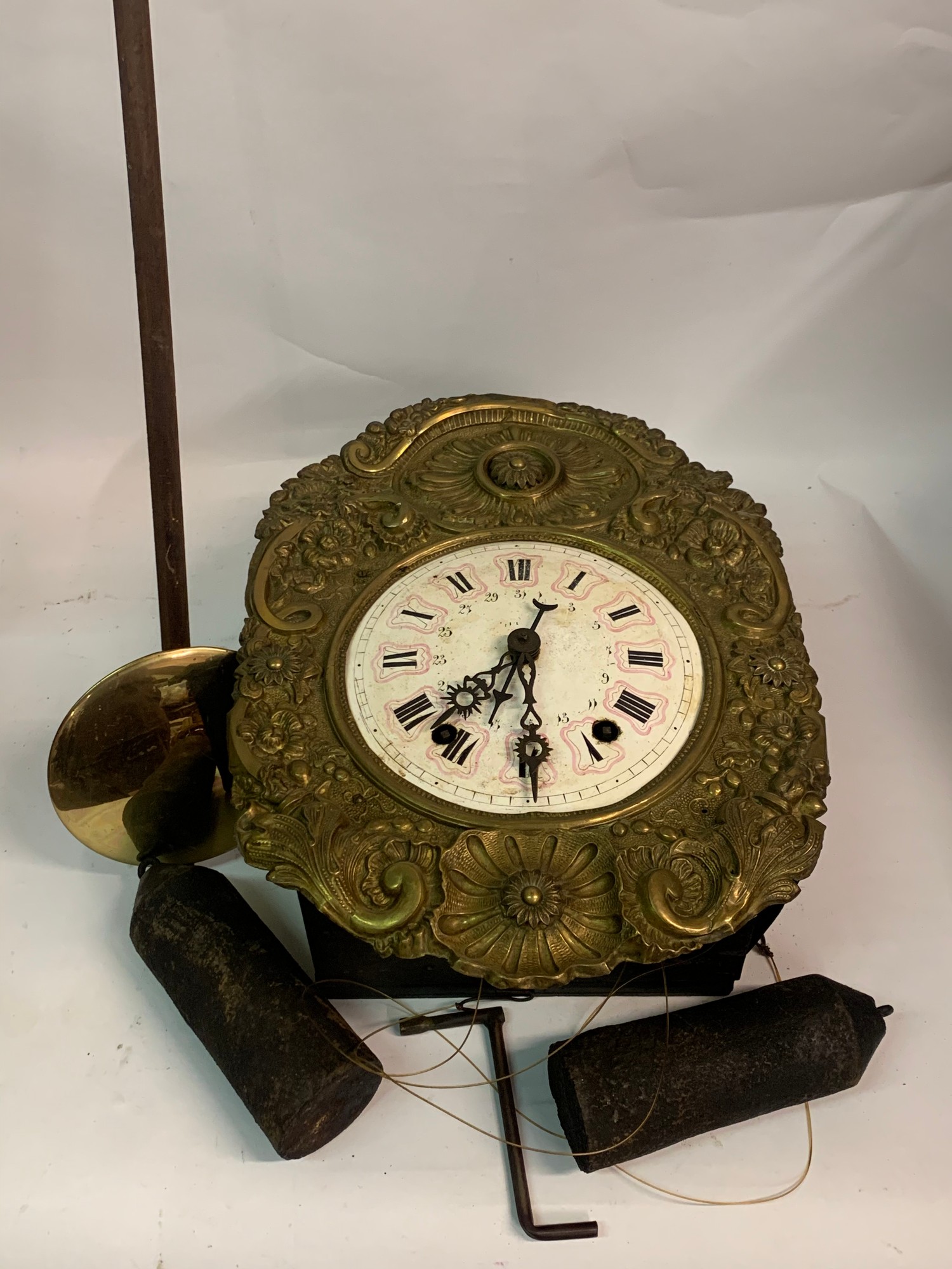 French Comtoise Clock With Weights , Pendulum ,Key.