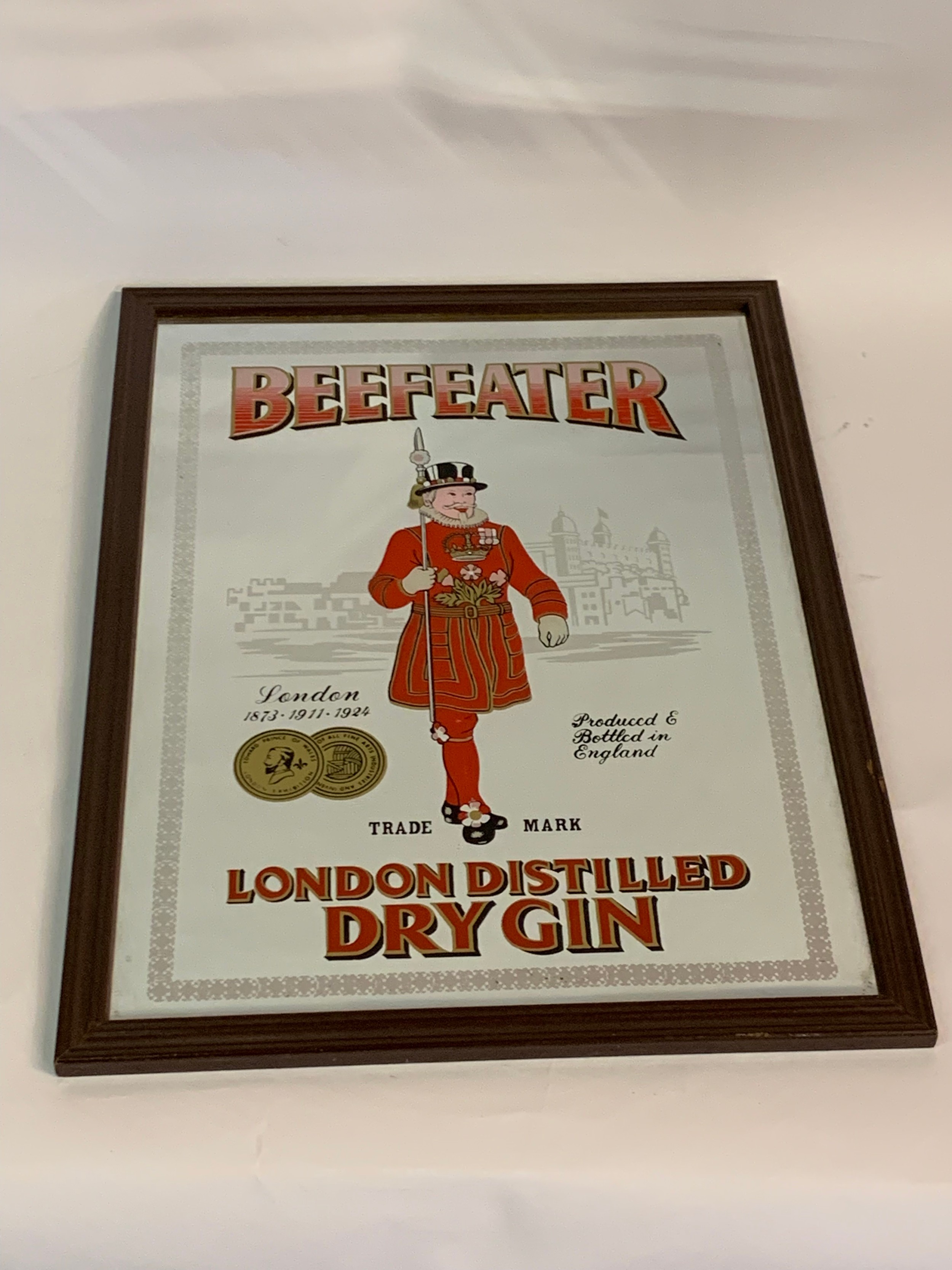 Beefeater London Dry Gin Advertising Mirror. 40 x 30 cms