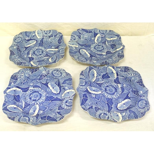 44 - Set of 4 Spode blue & white  plates with wavy borders