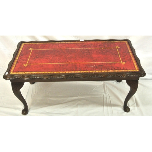 Edwardian Design Oblong Coffee Table With Wavy Borders On Cabriole Legs