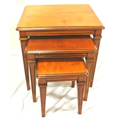 16 - Edwardian design nest of three tables with tapering legs