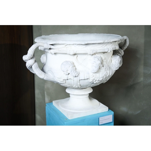 1075 - Warwick Vase -18th century Carrera marble masterpiece of the famed Warwick vase. Originally owned by... 