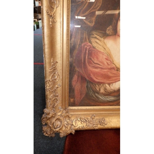 52 - A gilt framed 19thC English school watercolour half length portrait 63 x 75cm