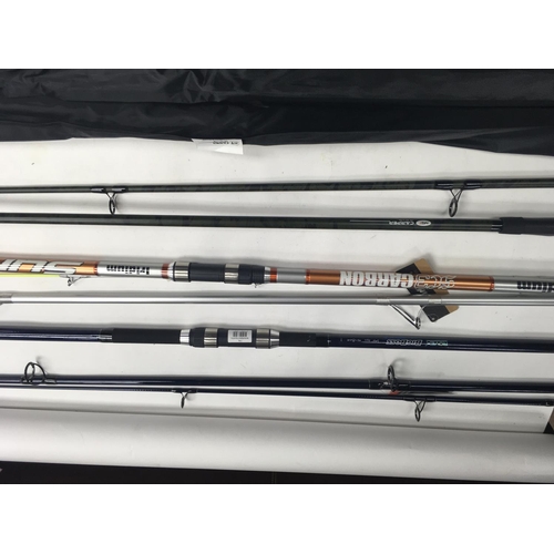 3x carper fishing rods 1x iridium fishing rod 1x Rovex fishing rod