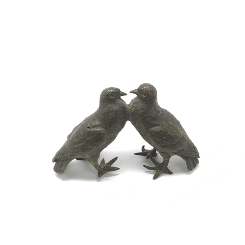 703 - An Austrian bronze figural group of two lovebirds, approx height 4.5cm.