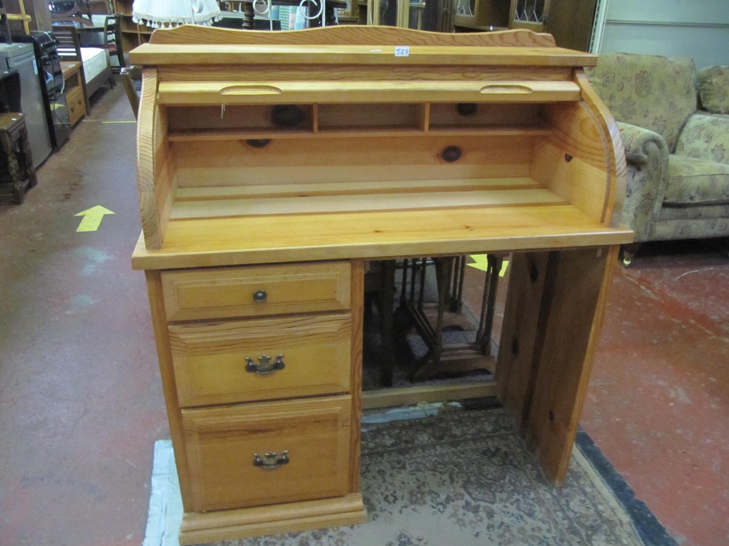 Solid Pine Roll Top Desk.