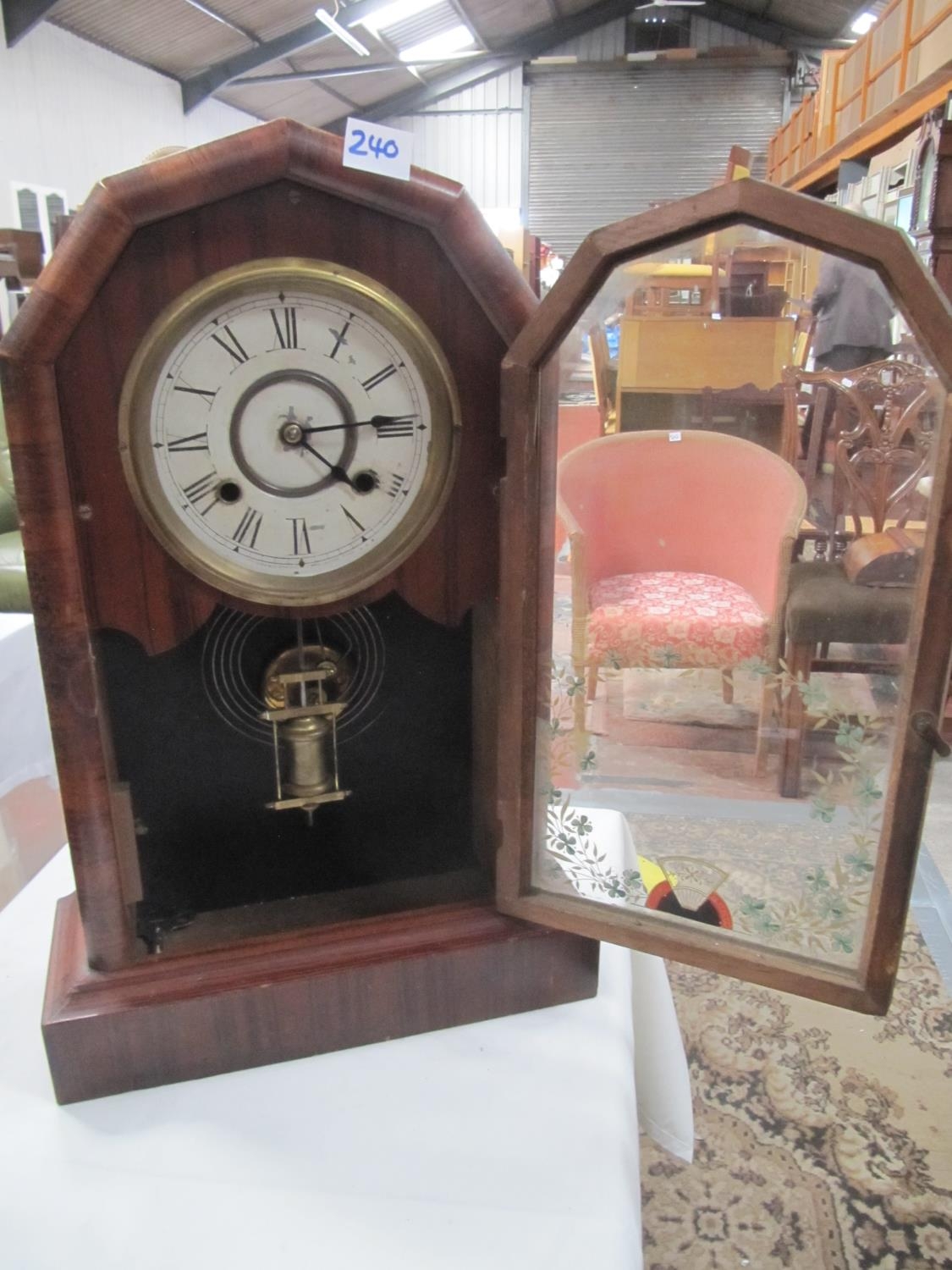 Jerome & Co 8 Day "Duchess" Cased Mantle Clock with Pendulum and