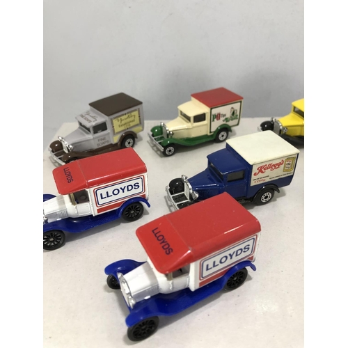 7 X MATCHBOX SERIES VINTAGE VANS AND 1 X CORGI WHITE VAN IN VGC