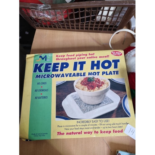 14 - keep it hot   new boxed  microwaveable hot plate