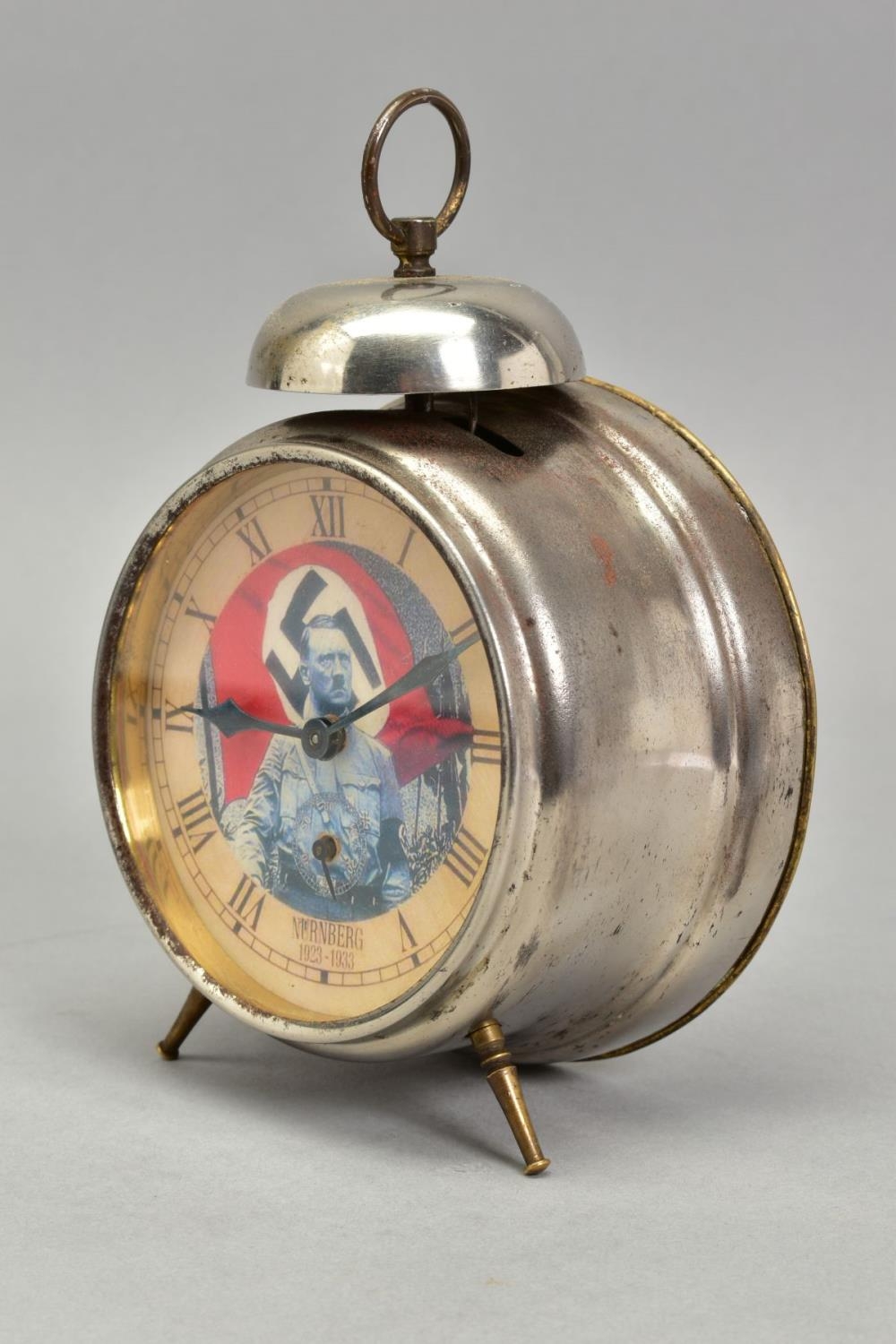 A POSSIBLE LATE WAR GERMAN 'HITLER' PROPOGANDA TABLE CLOCK, with white ...