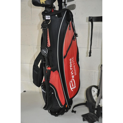 A BENROSS GOLF BAG, CLUBS AND A TROLLEY including MD Golf, Howson