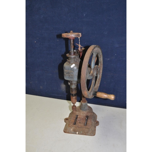 A VINTAGE BRADSON No14 CAST IRON DRILL 