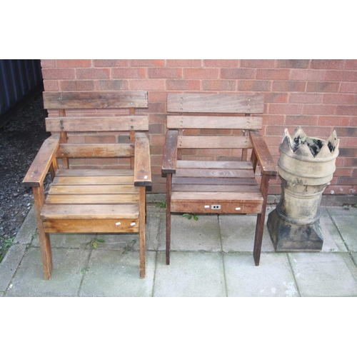 A HATTERSLEY KEIGHLEY TEAK GARDEN CHAIR, width 61cm x depth Barnebys