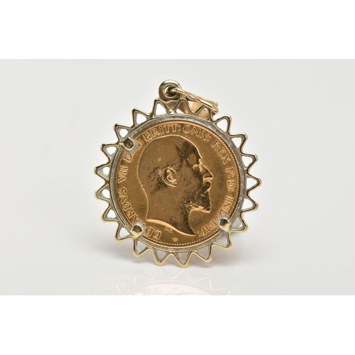 48 - A MOUNTED HALF SOVEREIGN PENDANT, half sovereign depicting King Edward VII, with George and the drag... 