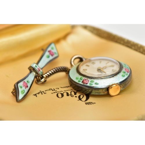 8 - A GUILLOCHE ENAMEL 'CIRO' FOB WATCH, round white dial signed 'Ciro' Arabic twelve and six interspace... 