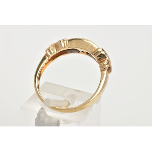 5 - A 9CT GOLD FIVE STONE DIAMOND RING, designed as five brilliant cut diamonds, in a channel setting wi... 
