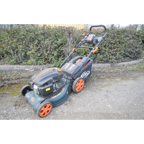 A BMC LAWNRACER 20ESi SELF PROPELLED PETROL LAWN MOWER with a Wolf