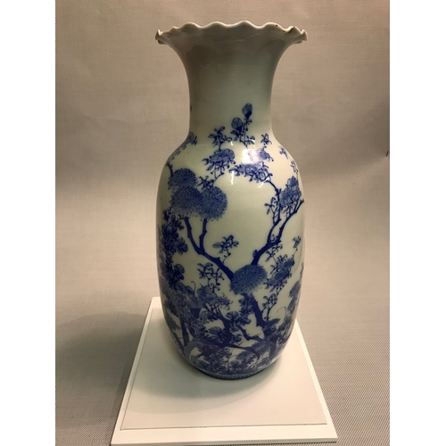 Large Blue And White Chinese Vase 18th 19th Century 6 Character