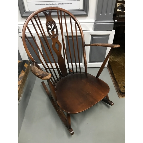 ercol dark wood rocking chair