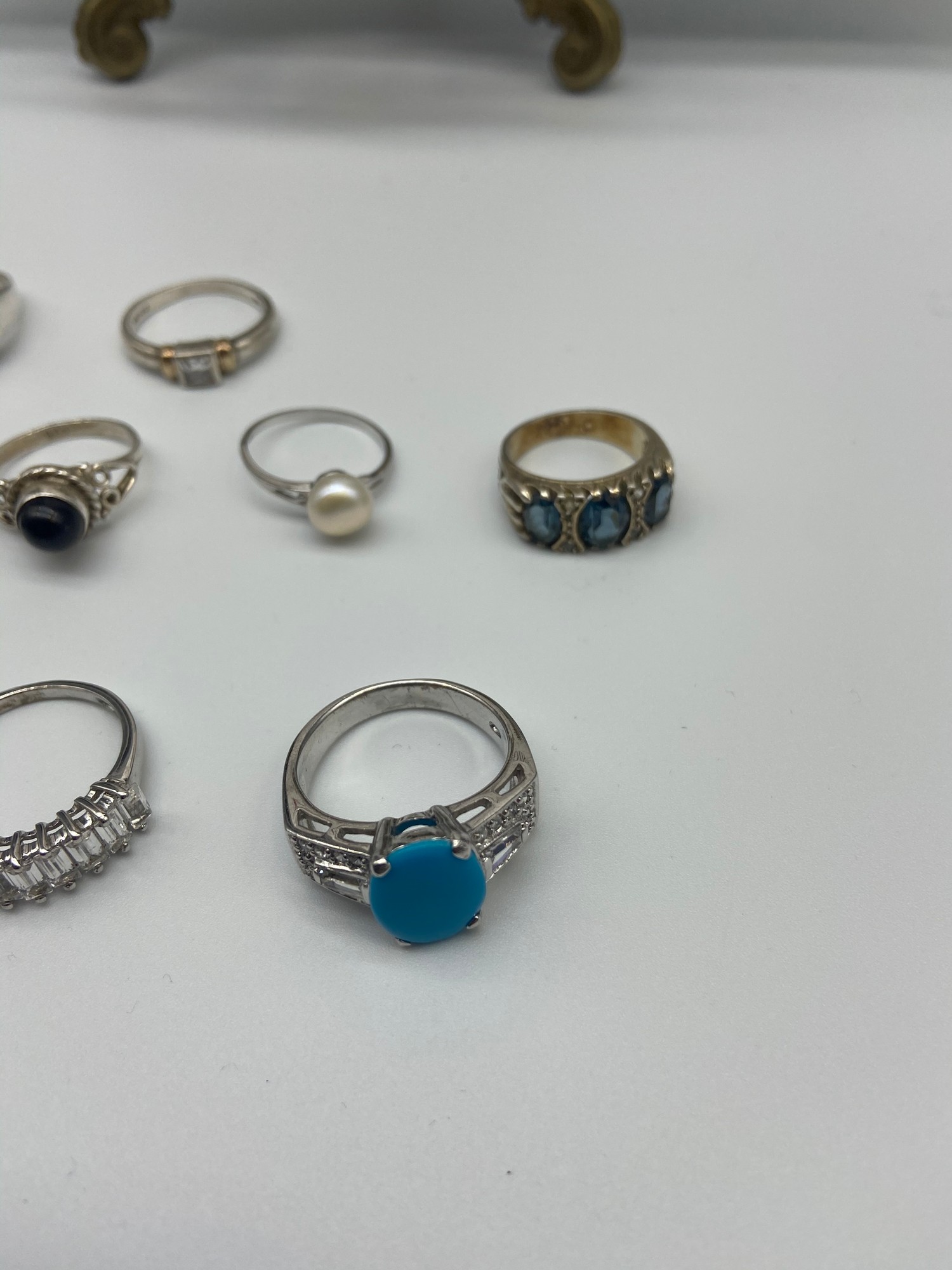 A Lot Of 14 Silver Ladies Dress Rings Designed With Various Gem Stones.