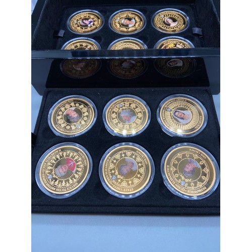 17J - The Queen Elizabeth II [12x] 24ct gold plated Imperial crown coin collection by The Bradford Exchang... 