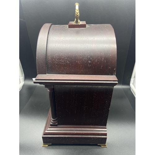20A - Antique darkwood mantle clock. Junghans timepiece Movement. [30cm in height] [In a working condition... 