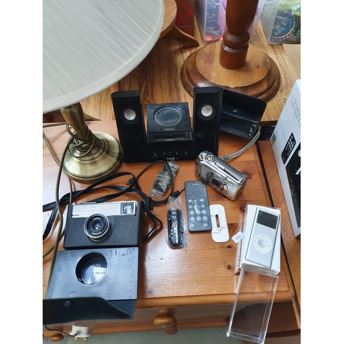 36 - A Collection of Cameras, Lamps and Apple Audio Equipment